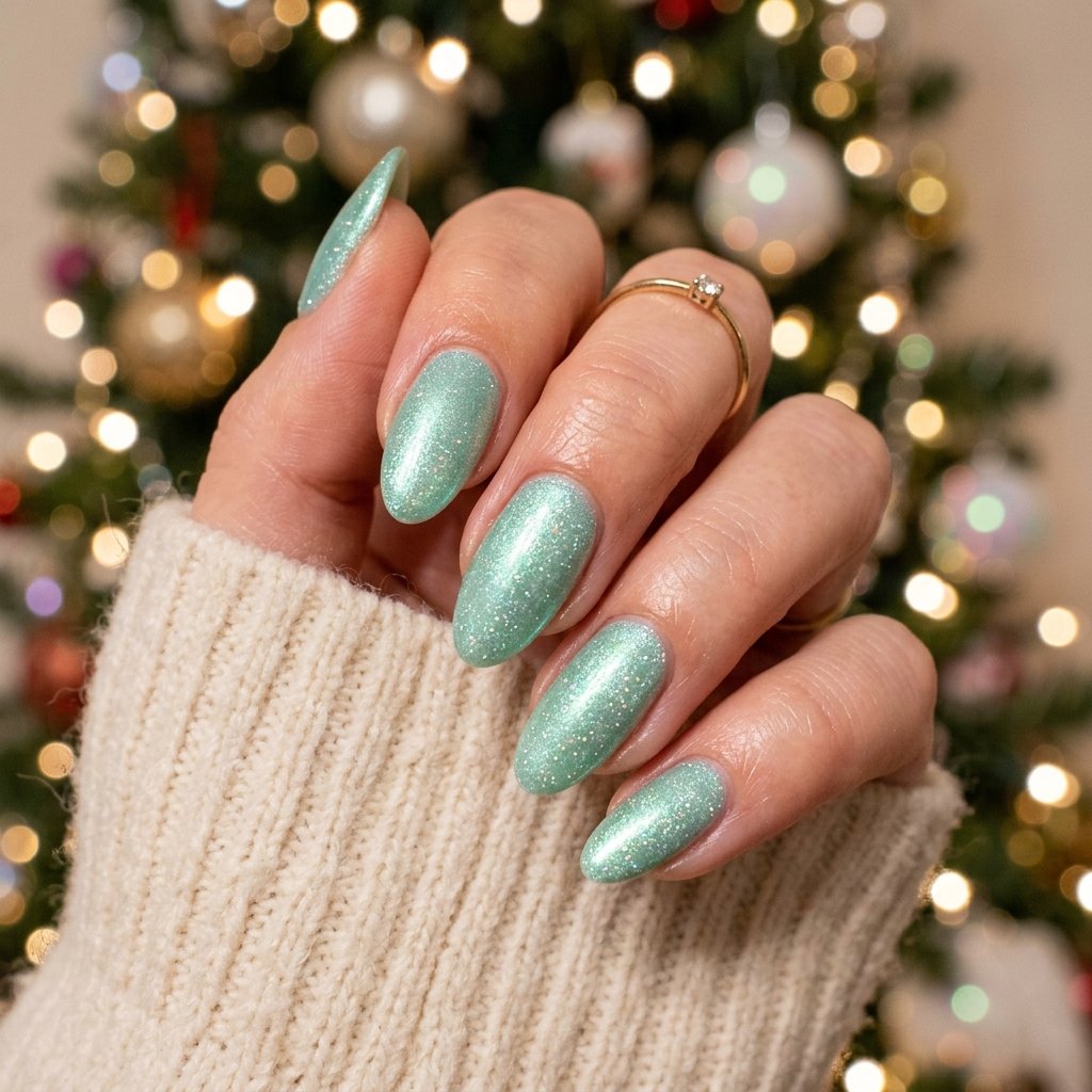 Shimmering Seafoam Green Holiday Polish