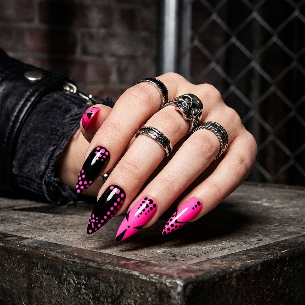 Sharp Stiletto Pink and Black Graphics