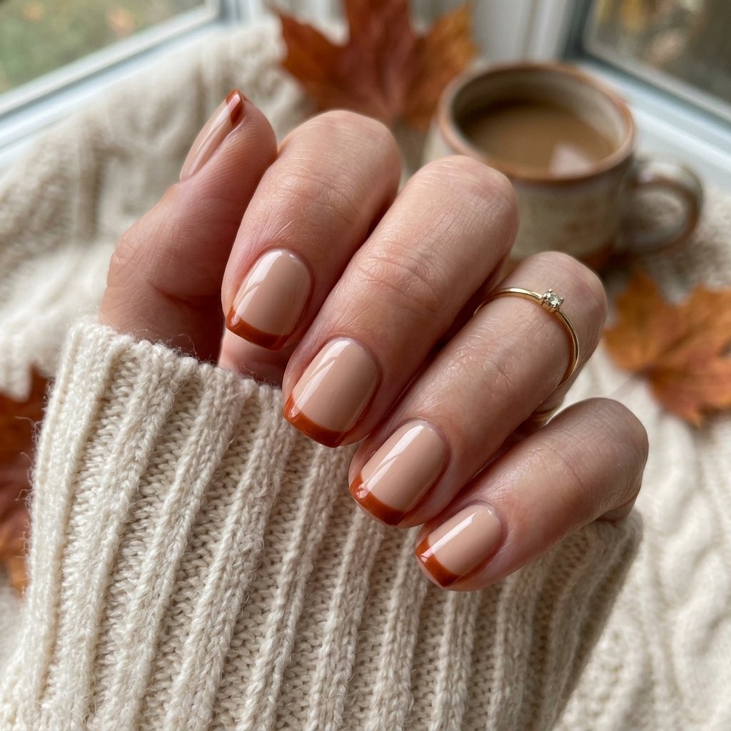 35 Fall French Tip Nails Ideas That Are Trending This Autumn Season 2026 23 Short Fall French Tip Nails