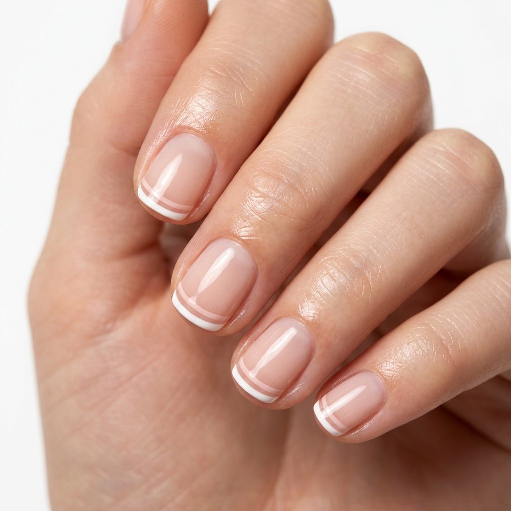 35 Top Most Viral Double French Tip Nails of the Season 2026 18 Short Nail Double Tip