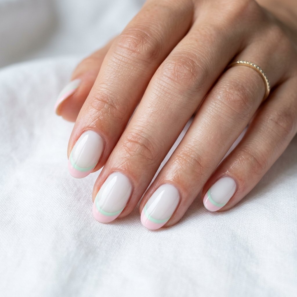 35 Top Most Viral Double French Tip Nails of the Season 2026 5 Pastel Duo Tip Nails