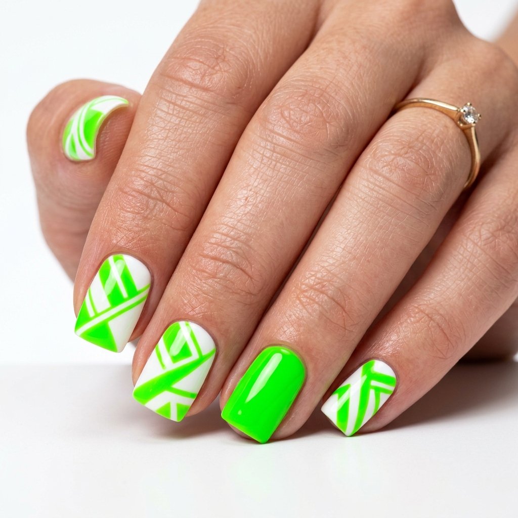 35 Best Green Summer Nails for a Bold Warm Season 2026 7 Poolside Neon Green