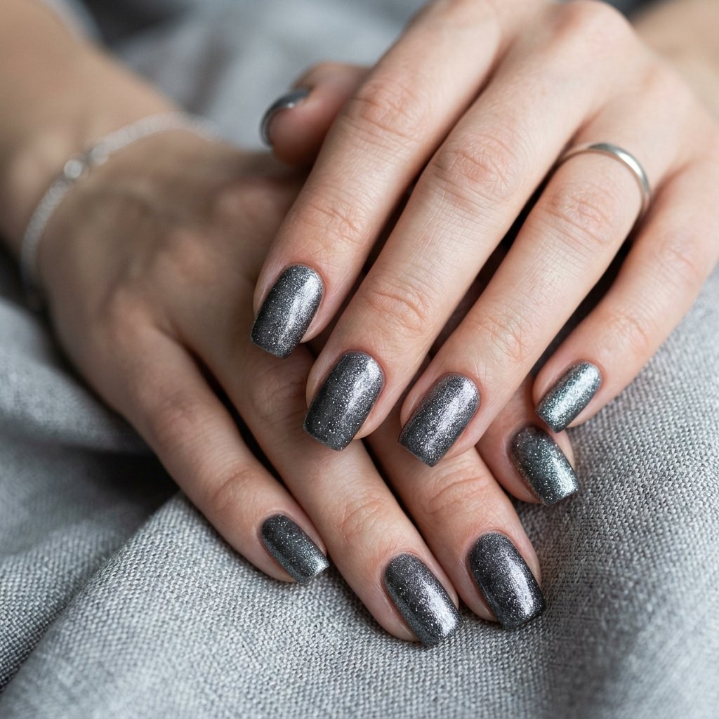 Sophisticated Charcoal Grey and Silver Shimmer