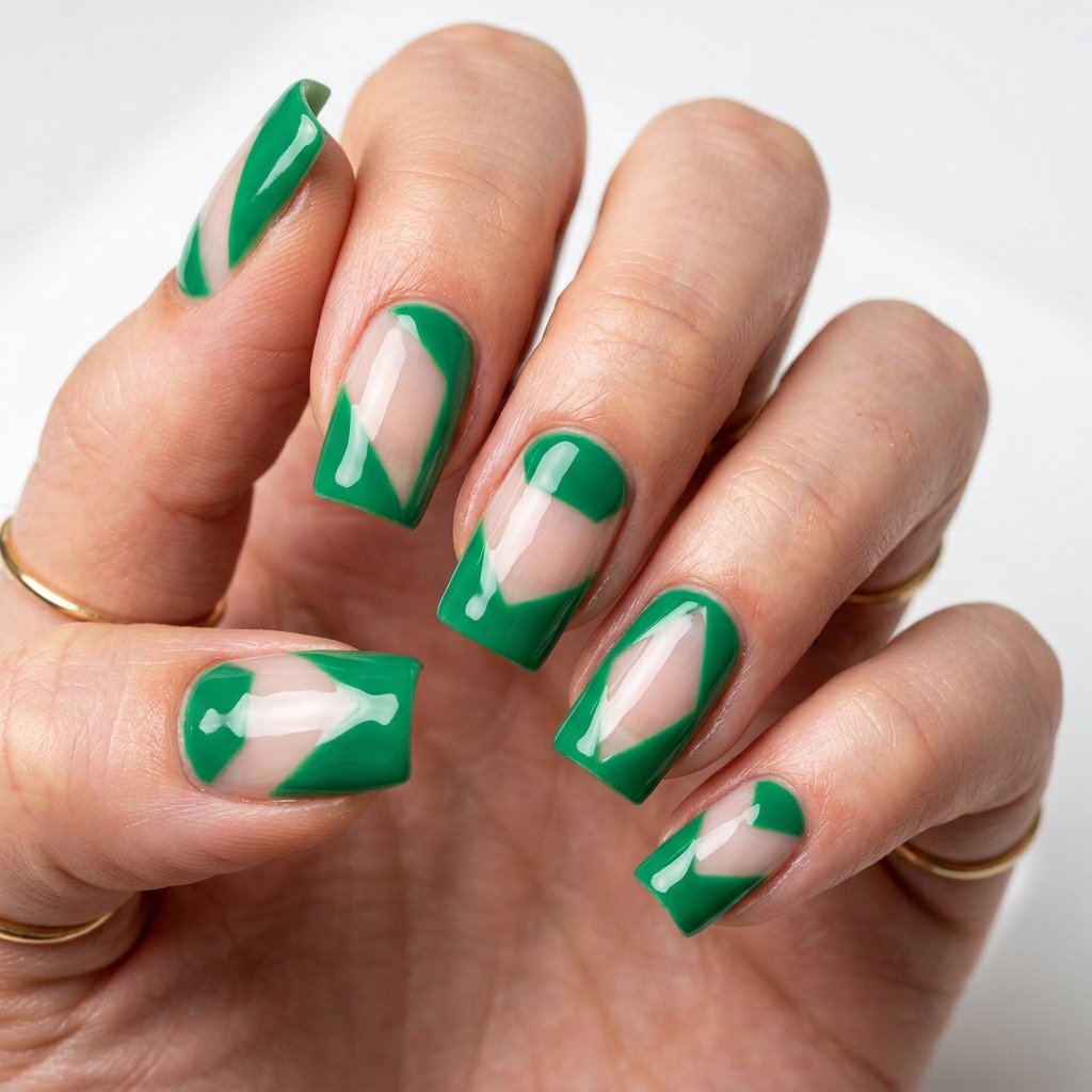 35 Best Green Summer Nails for a Bold Warm Season 2026 35 Green Negative Space Nails