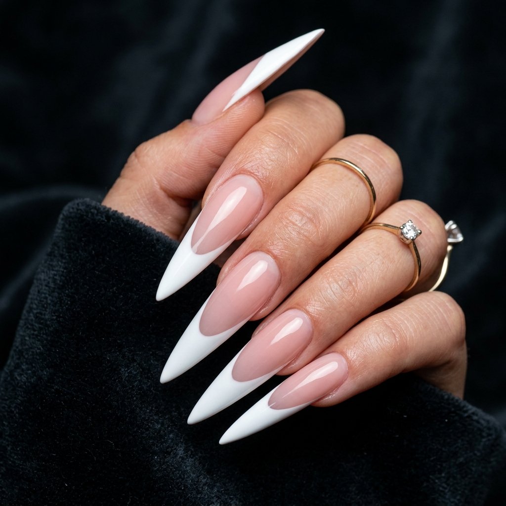 Long Nails with Pink French Tips