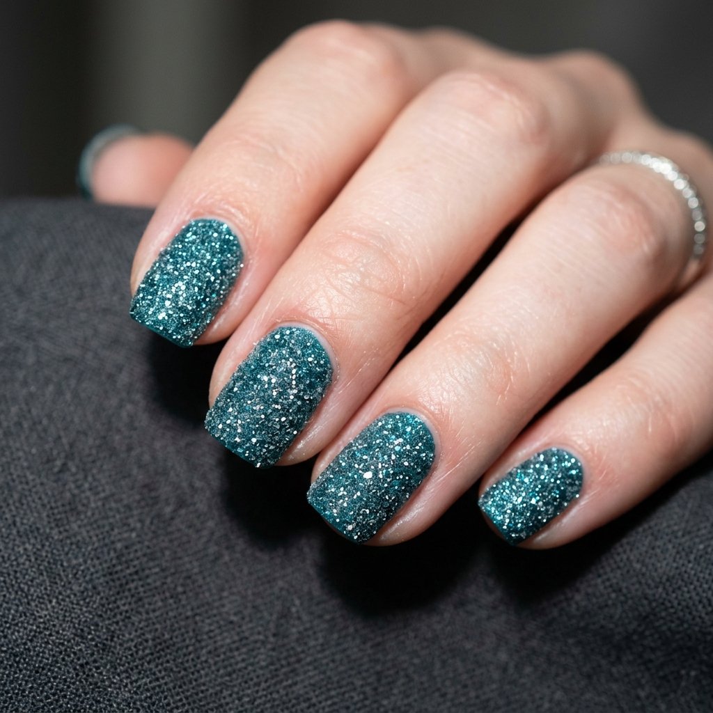 34 Best Dark Teal Nails Ideas: Elegant Colors to Try Now 25 Delicate Sugar Dust Textured Ocean