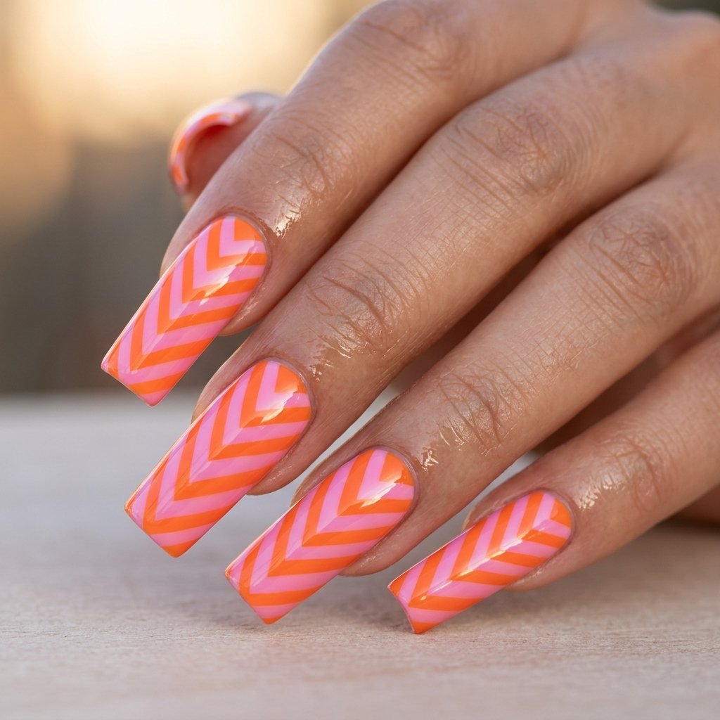 Sharp Chevron Sunset Stripes