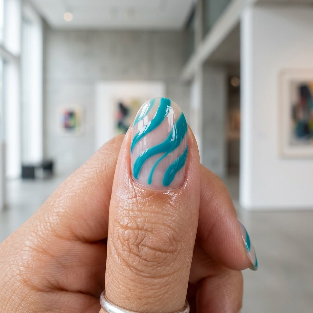 Abstract Asymmetrical Teal Waves