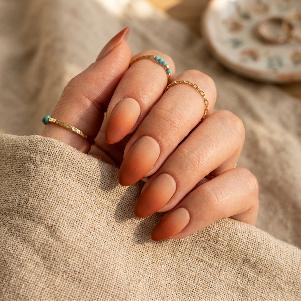 Warm Terracotta Ombre Nails