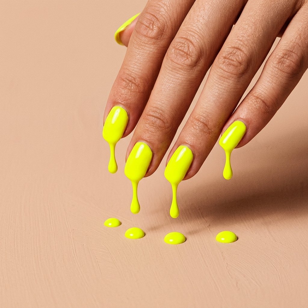 35 Fresh neon yellow nails Ideas for Your Summer Wardrobe 18 Matte Nude Drips Idea