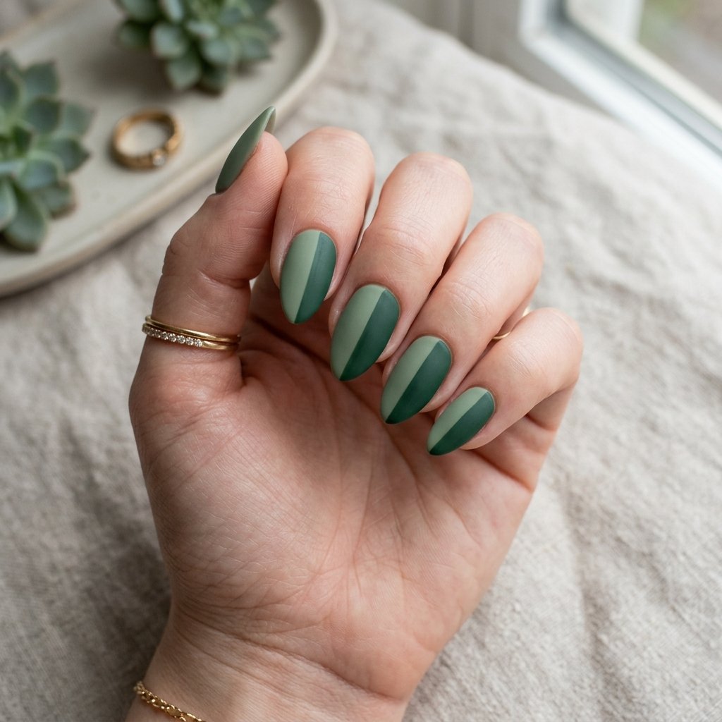 35 Fresh Green Almond Nails Ideas: Chic Trends to Love 35 Two Tone Green Almond Nails