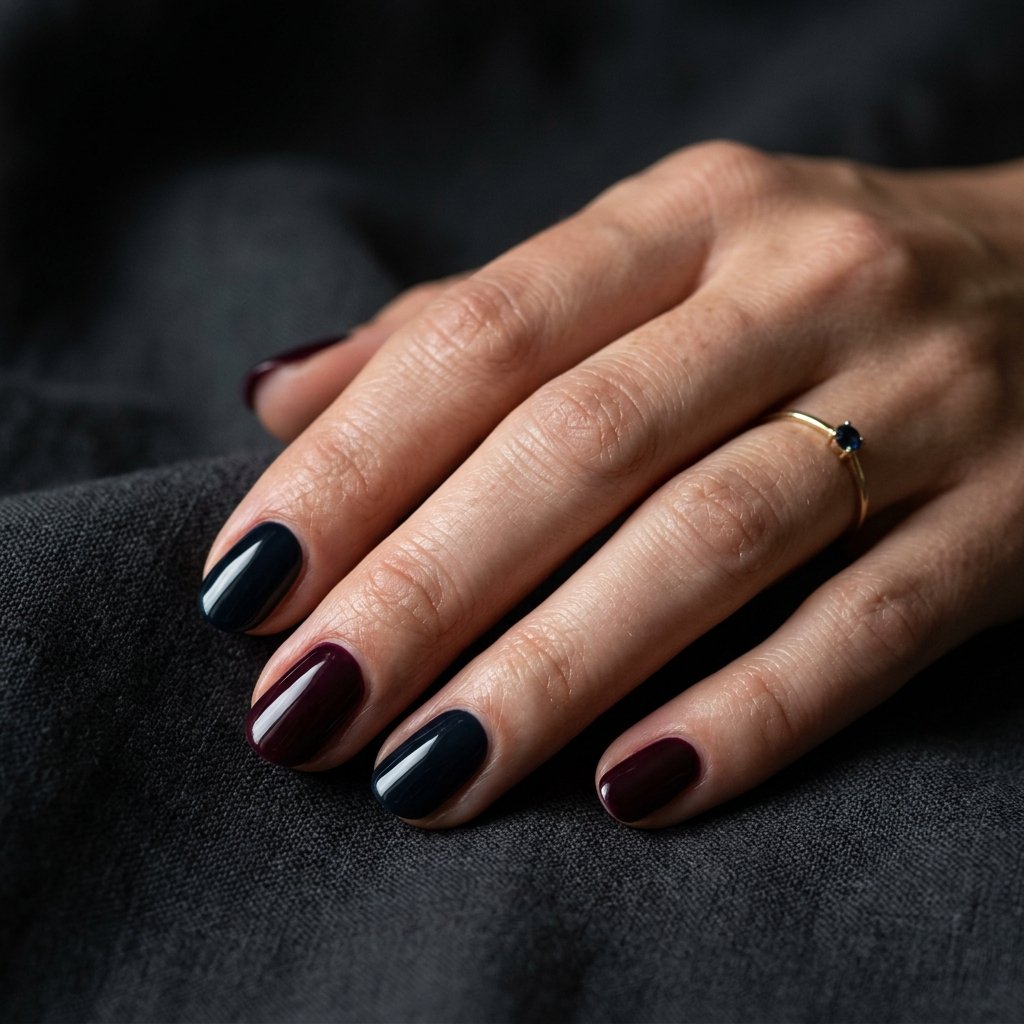 35 Black Cherry Nails Ideas That Look Incredibly Expensive 34 Black Cherry Two-Tone Nail Ideas