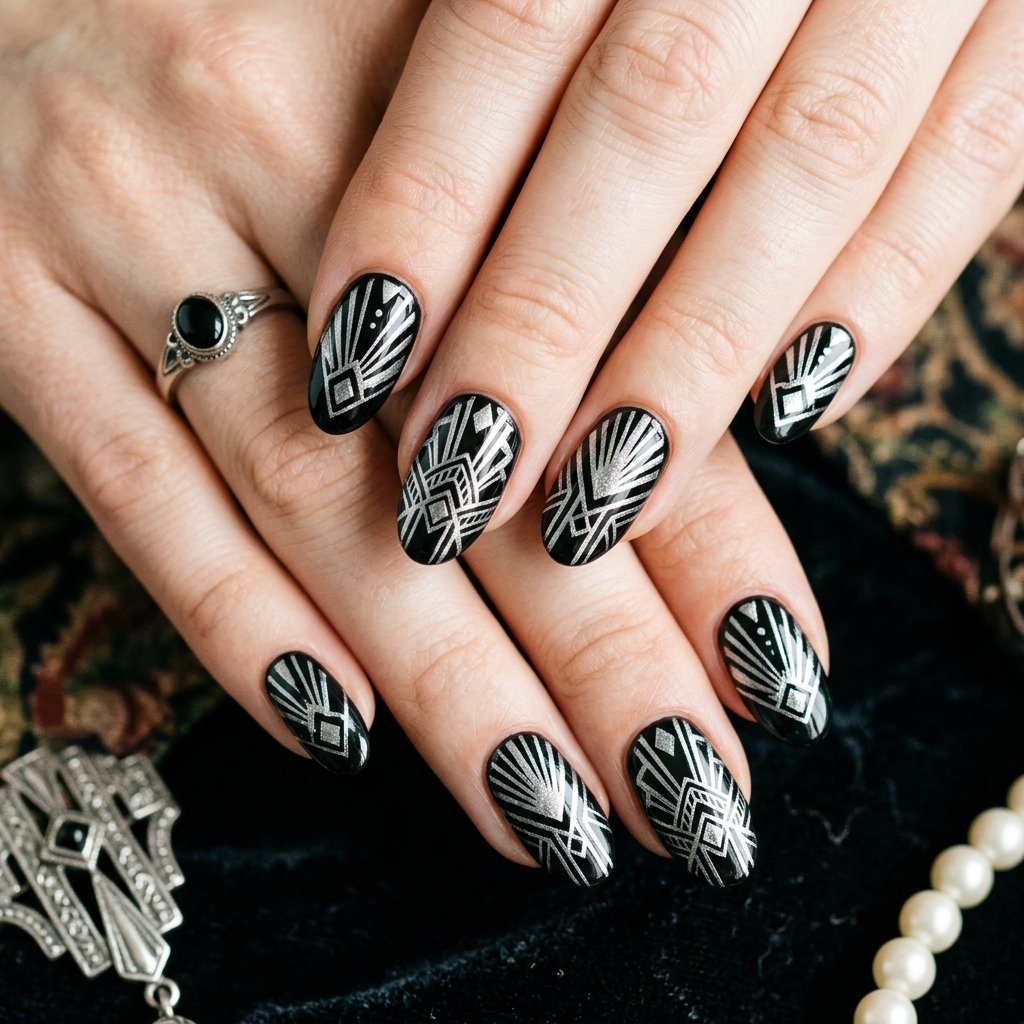 Vintage Black and Silver Art Deco Graphics