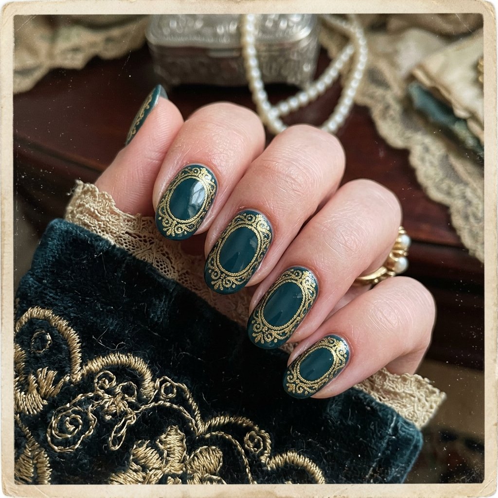 34 Best Dark Teal Nails Ideas: Elegant Colors to Try Now 32 Vintage Baroque Gold Filigree Frame
