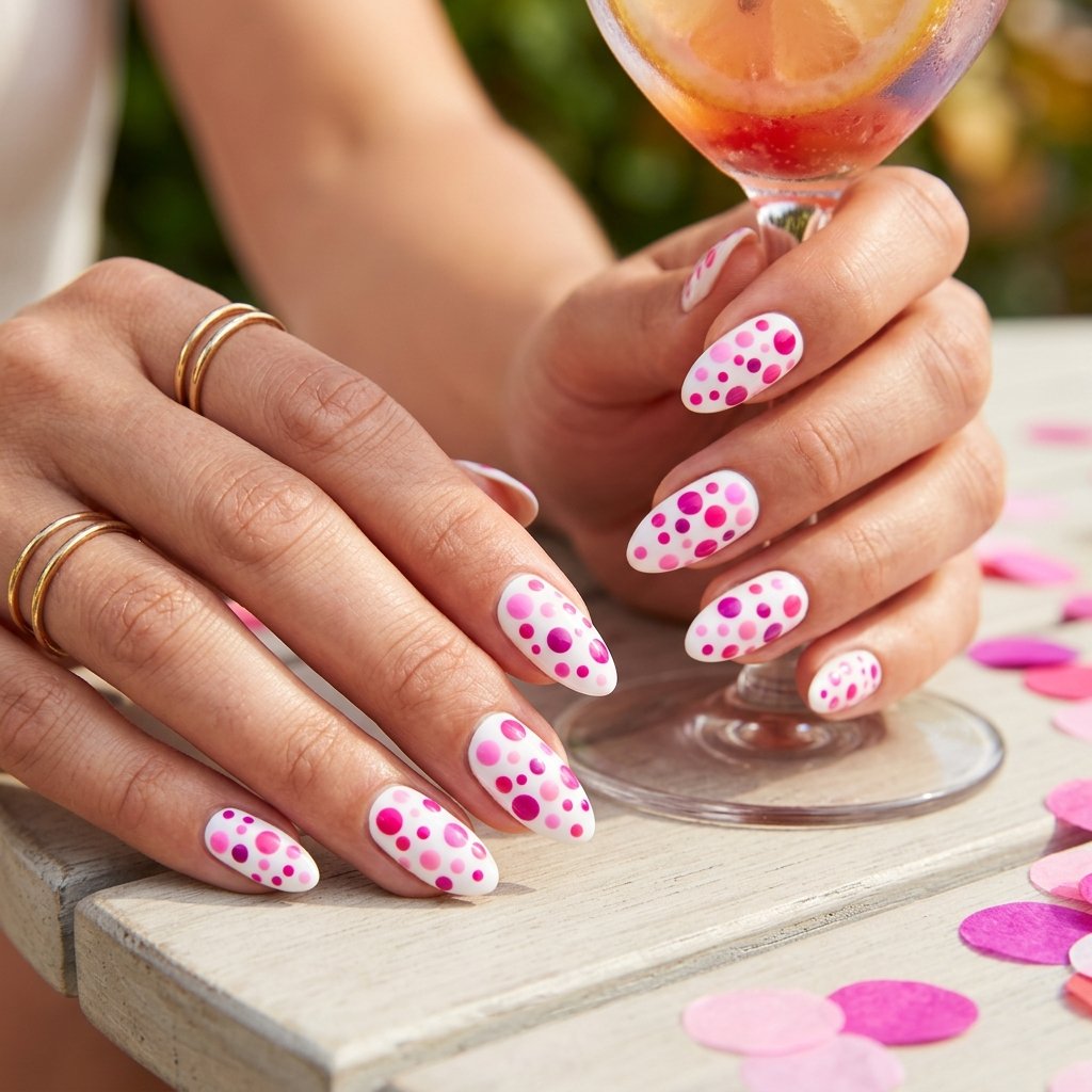 Crisp White Base with Varying Pink Sizes