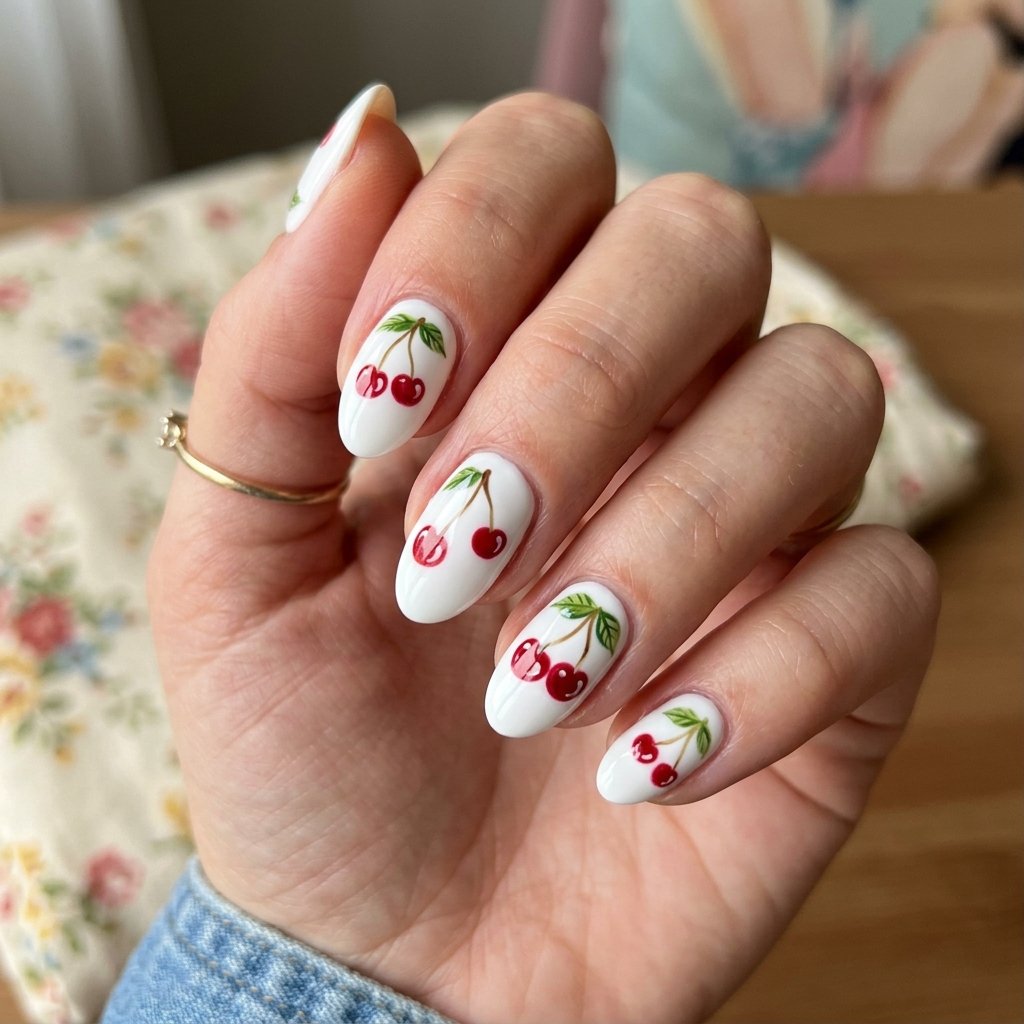 Vintage Cherry Nail Designs