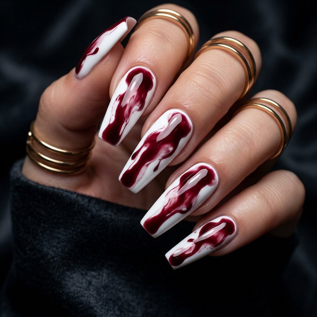 Wine red streaks on nails 202605100941