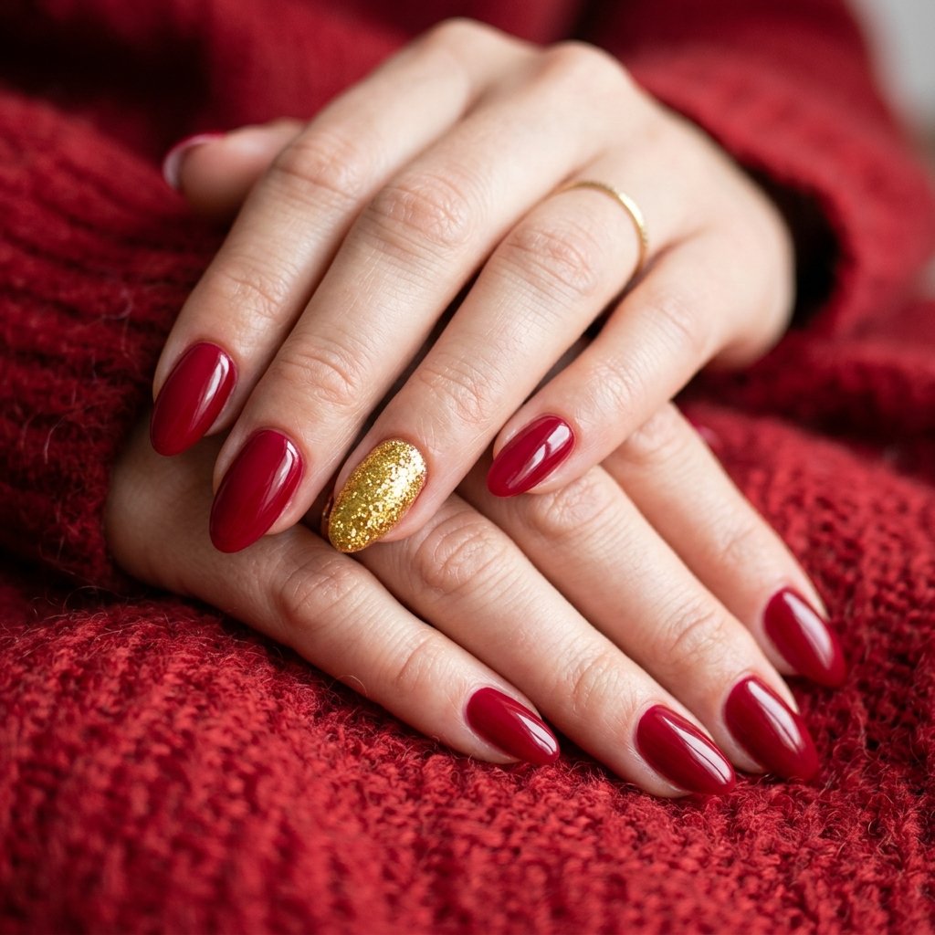 Classic Crimson and Gold Glitter Polish Combo
