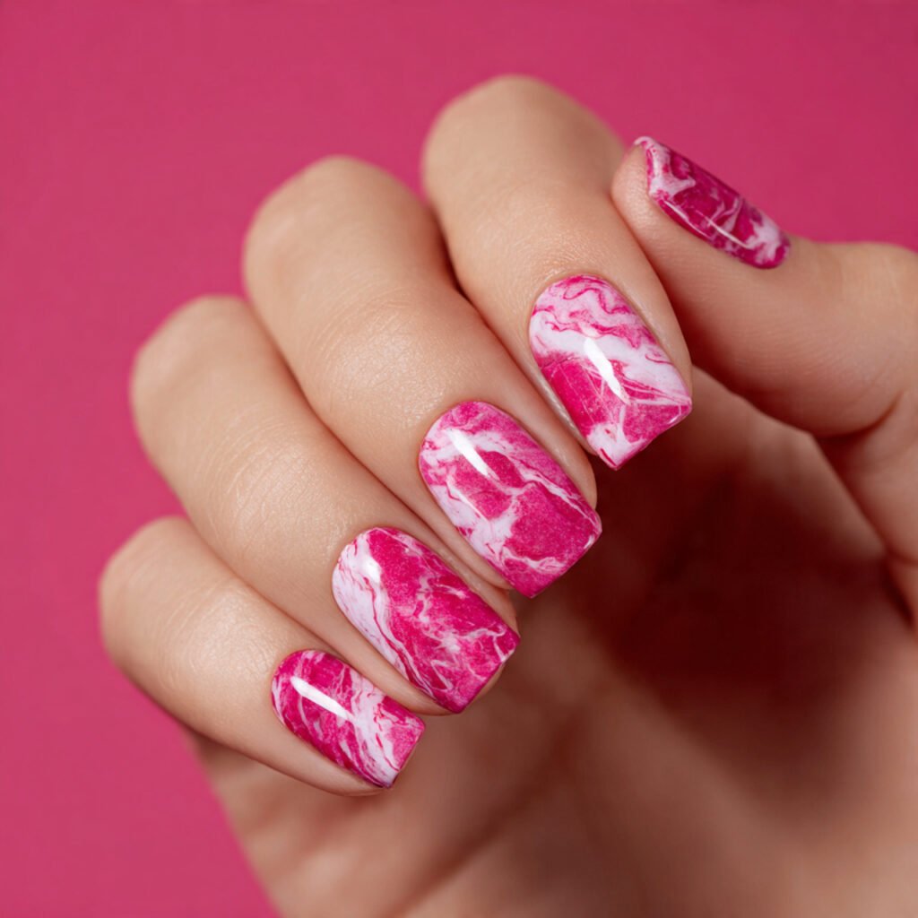 Electric Pink Marble Swirls