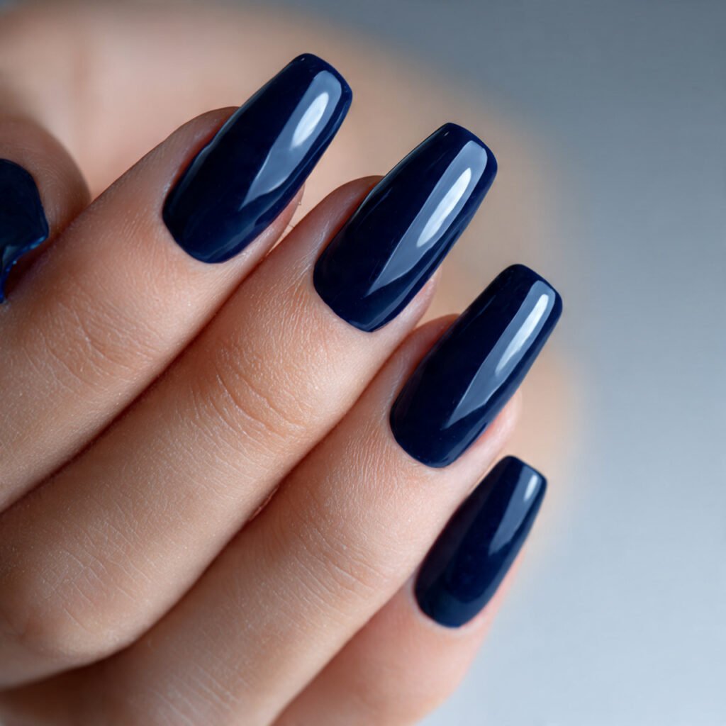 Classic Navy Blue Acrylic Nail Ideas
