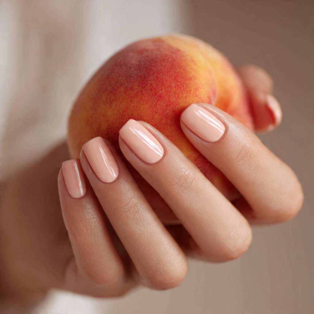 a gentle close up shot of a hand with subtle peach