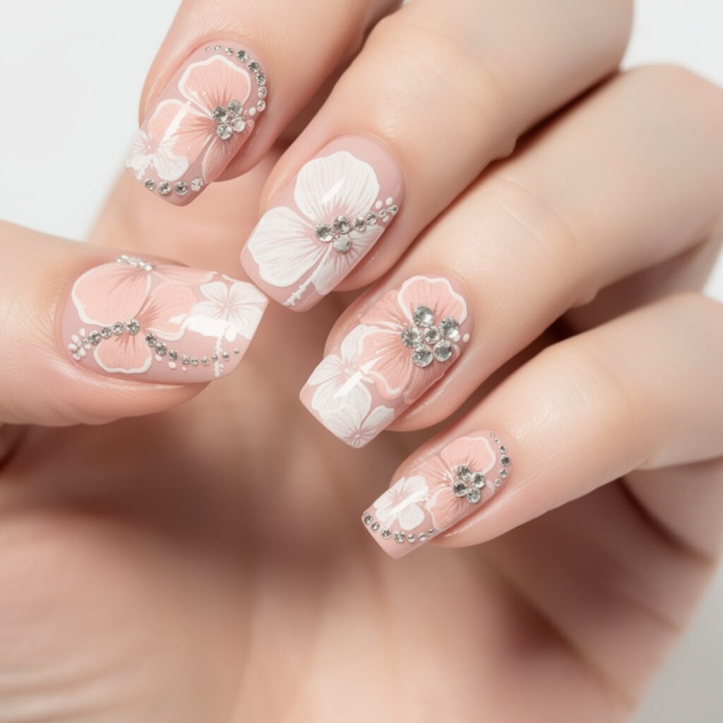 Hibiscus Nails for Weddings