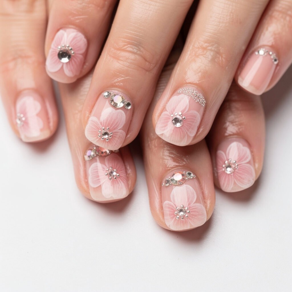 Cherry Blossom Watercolor Nail Designs