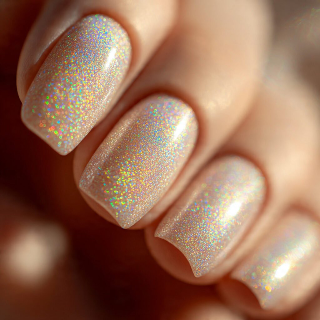 a surprising shot of neutral nails with a radiant