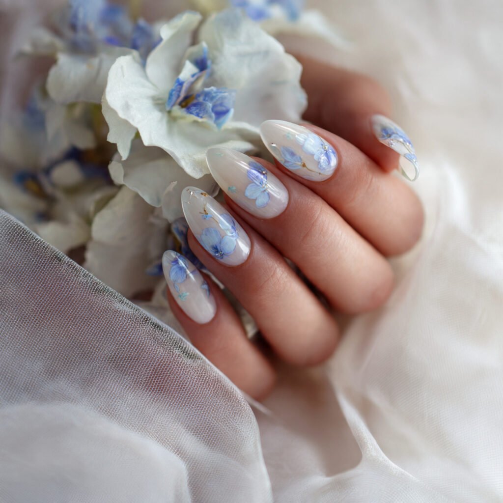 32 Top Blue and White Floral Nail Designs: Elegant Flower Art to Try 33 Elegant Wedding White Blue Blooms