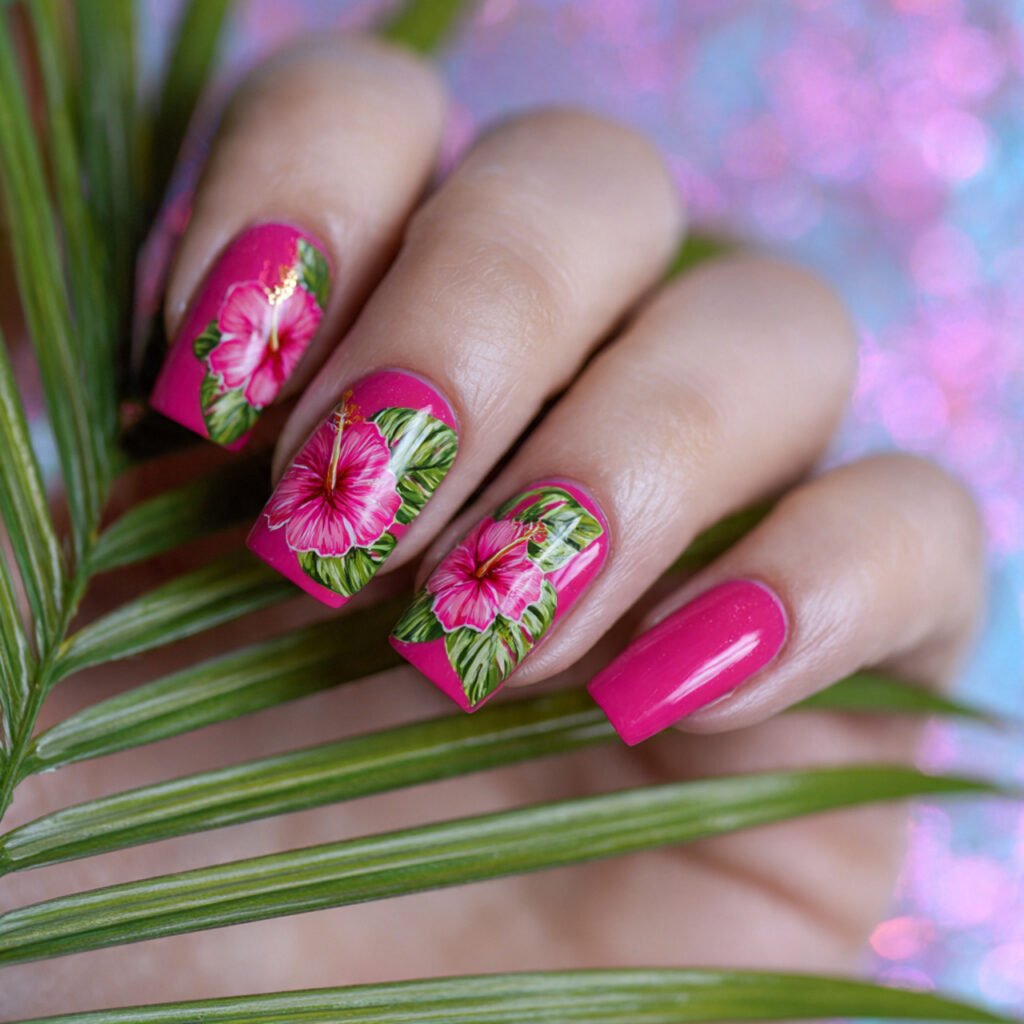 Tropical Pink Hibiscus Art