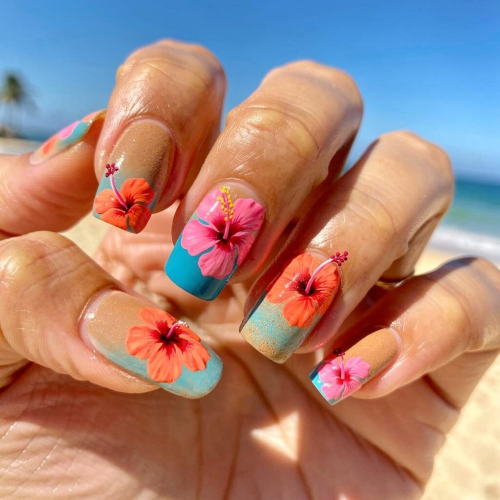 Hibiscus Beach Nail Ideas