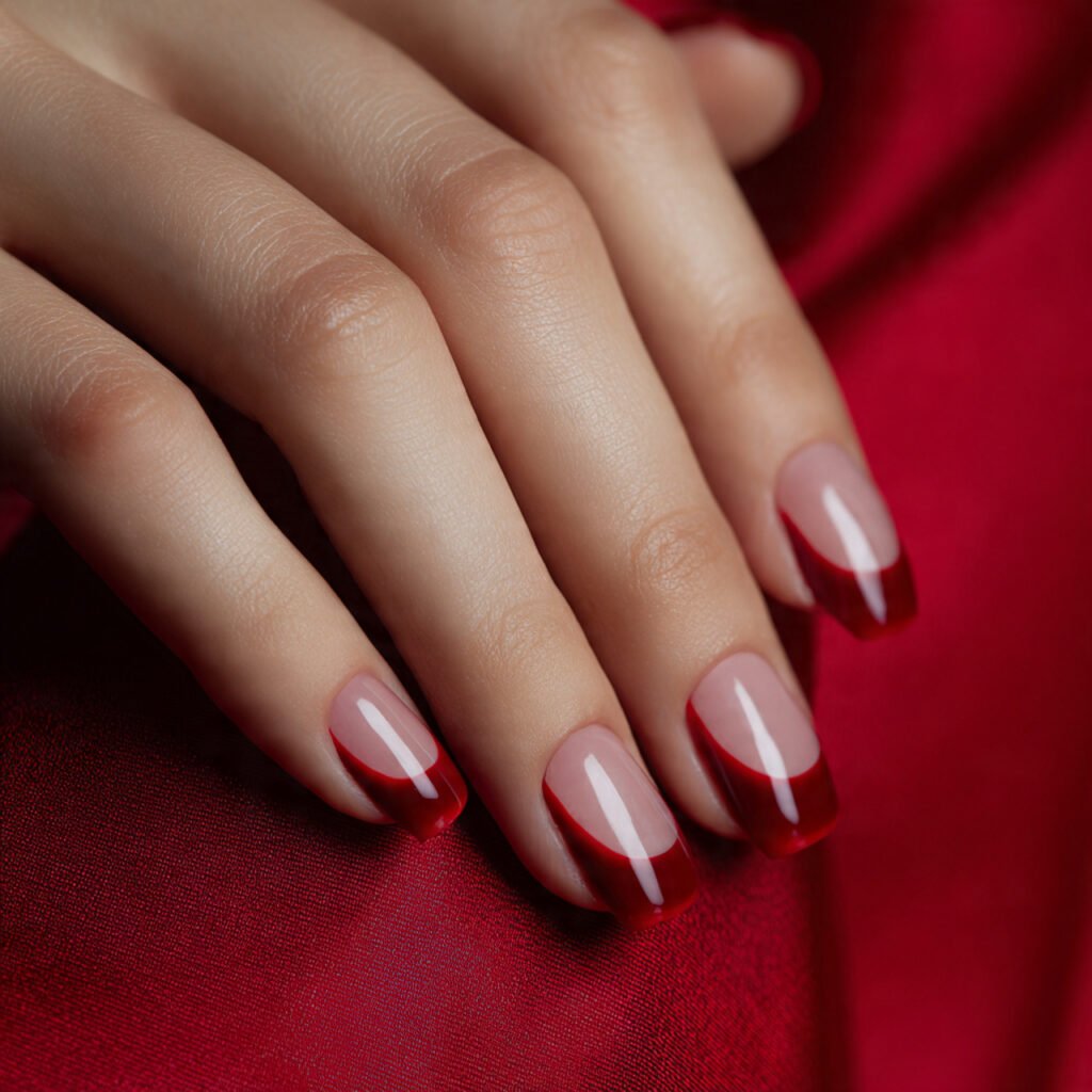 Asymmetrical Side Swept Red Accents
