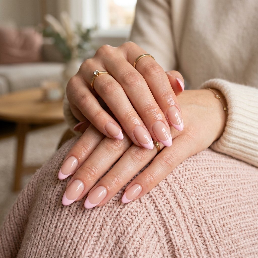 baby pink french tip nails