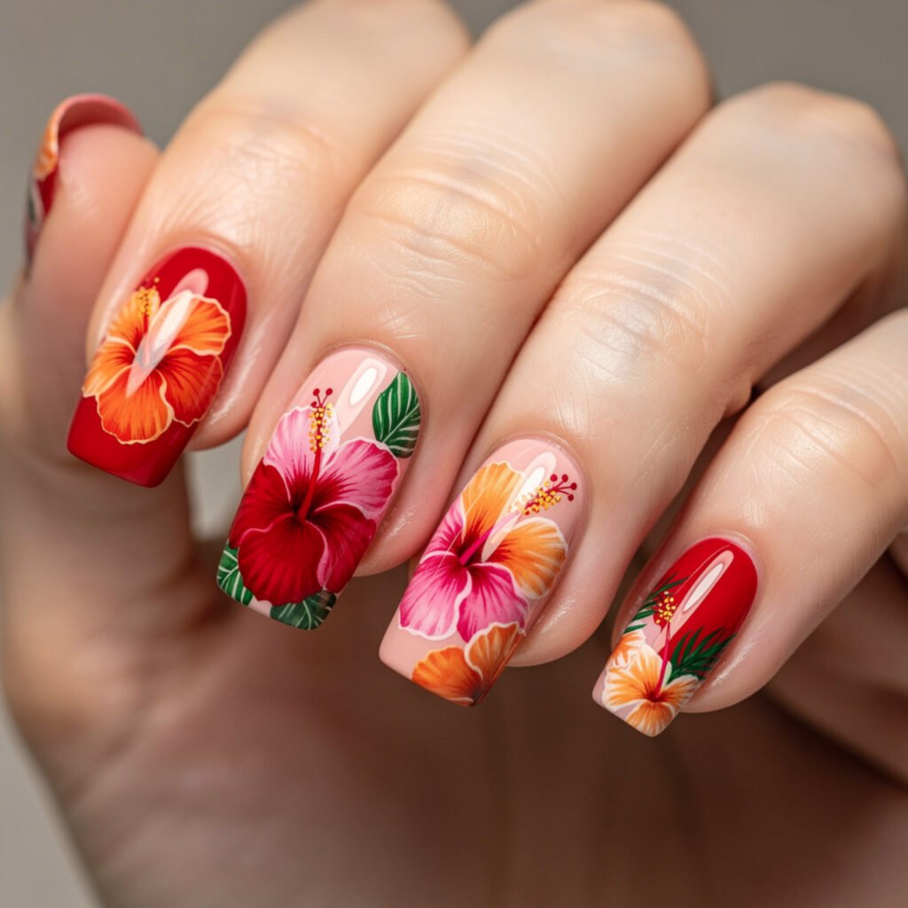 hibiscus flower nails