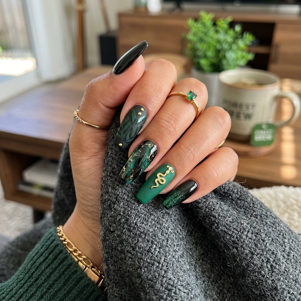 Best Black and Green Nails Ideas to Try