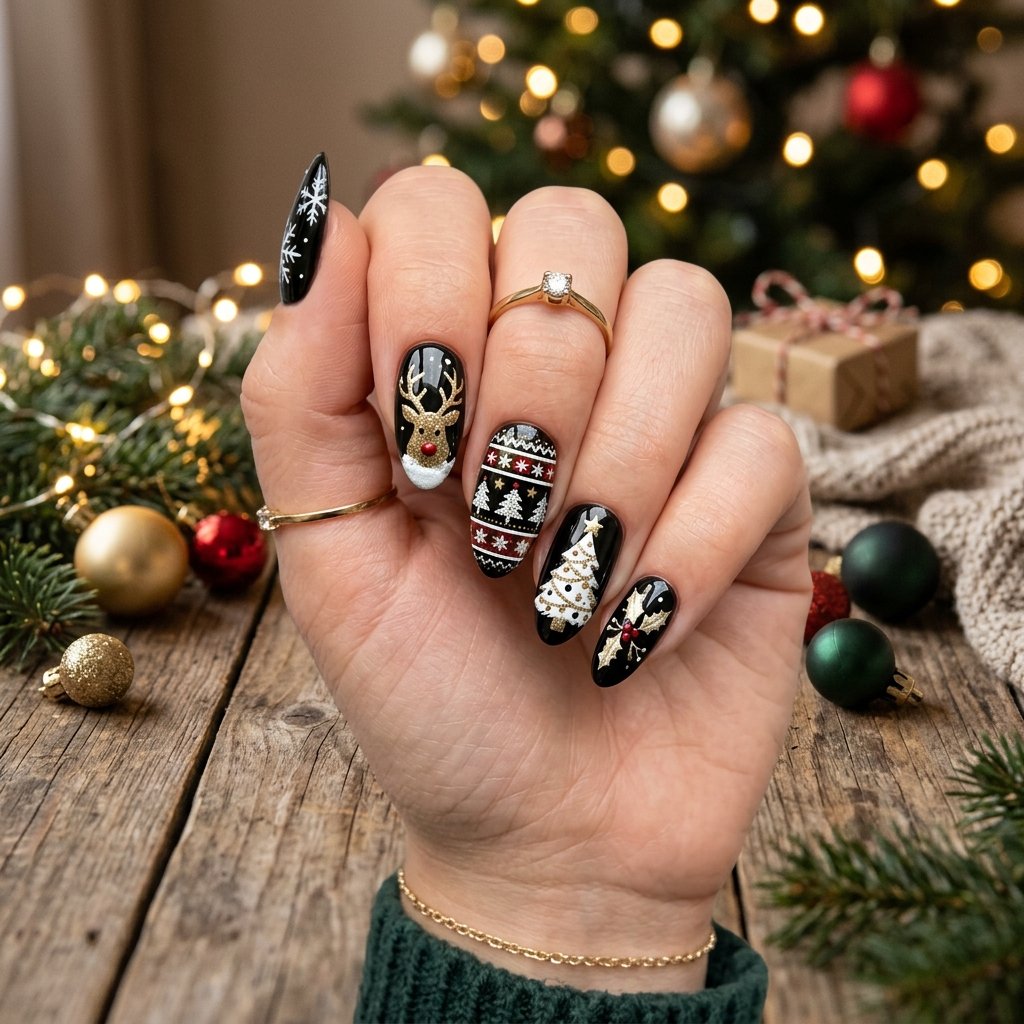 black christmas nails