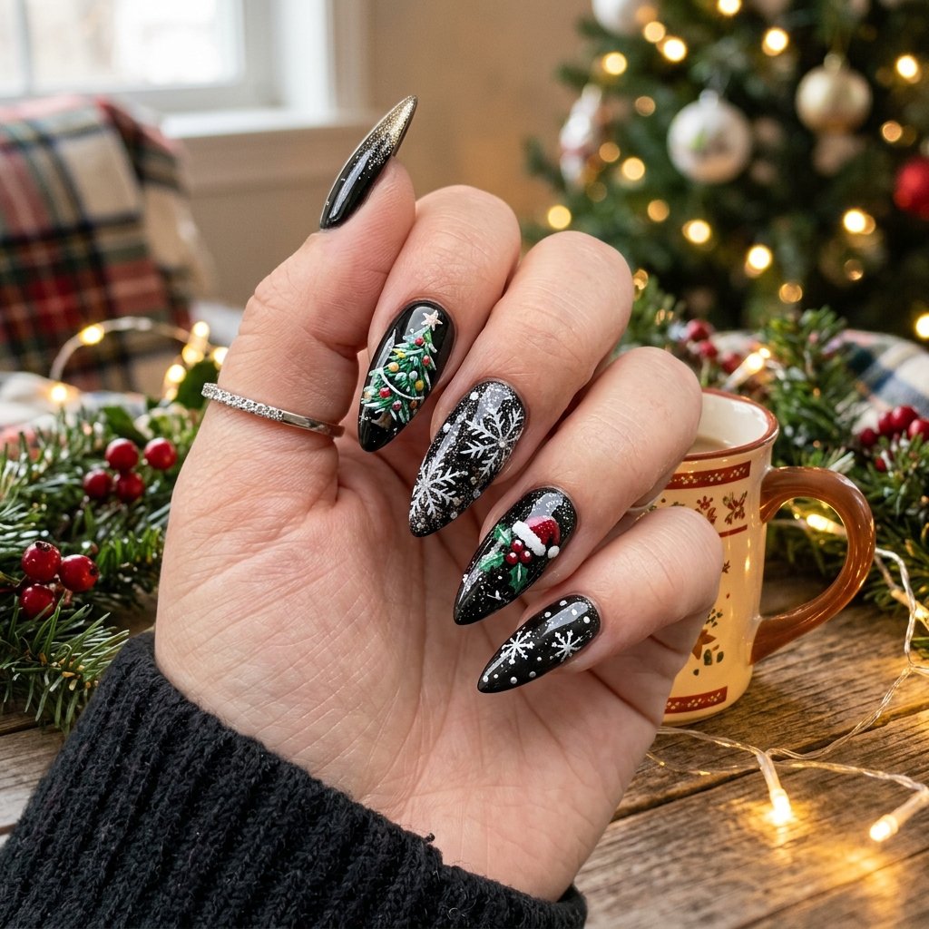 Best Black Christmas Nails Ideas to Try This Holiday Season