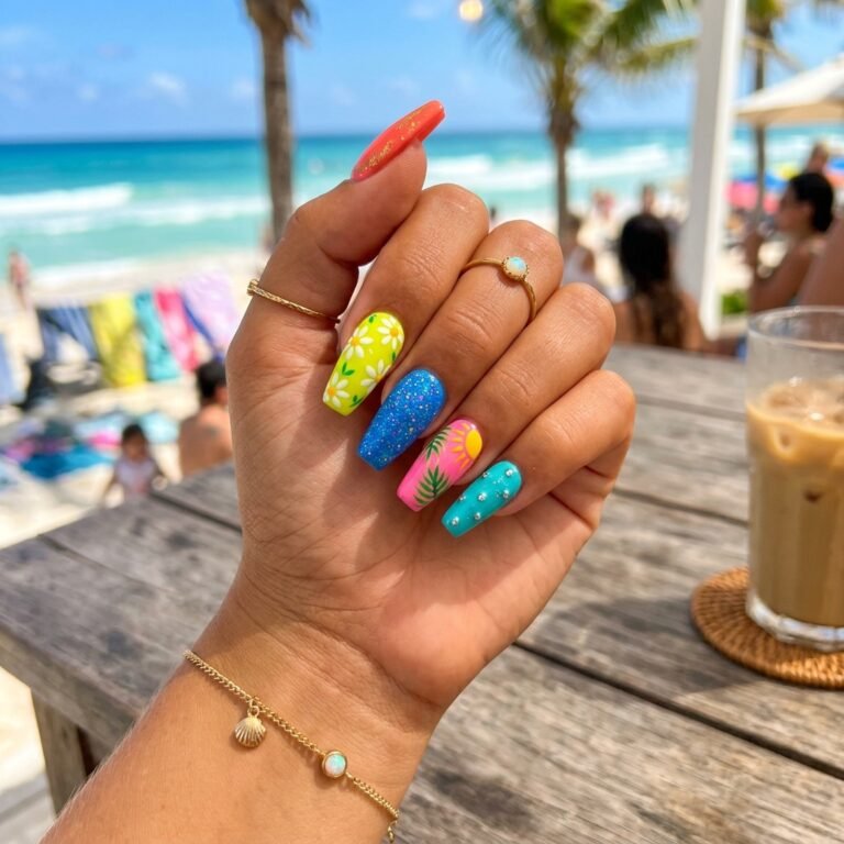 bright summer acrylic nails