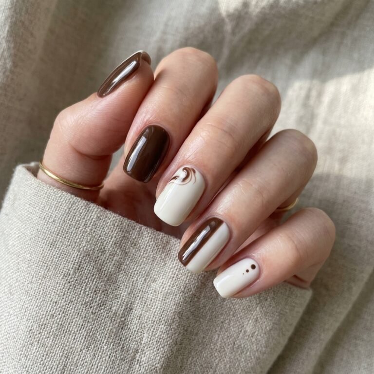 brown and white nails
