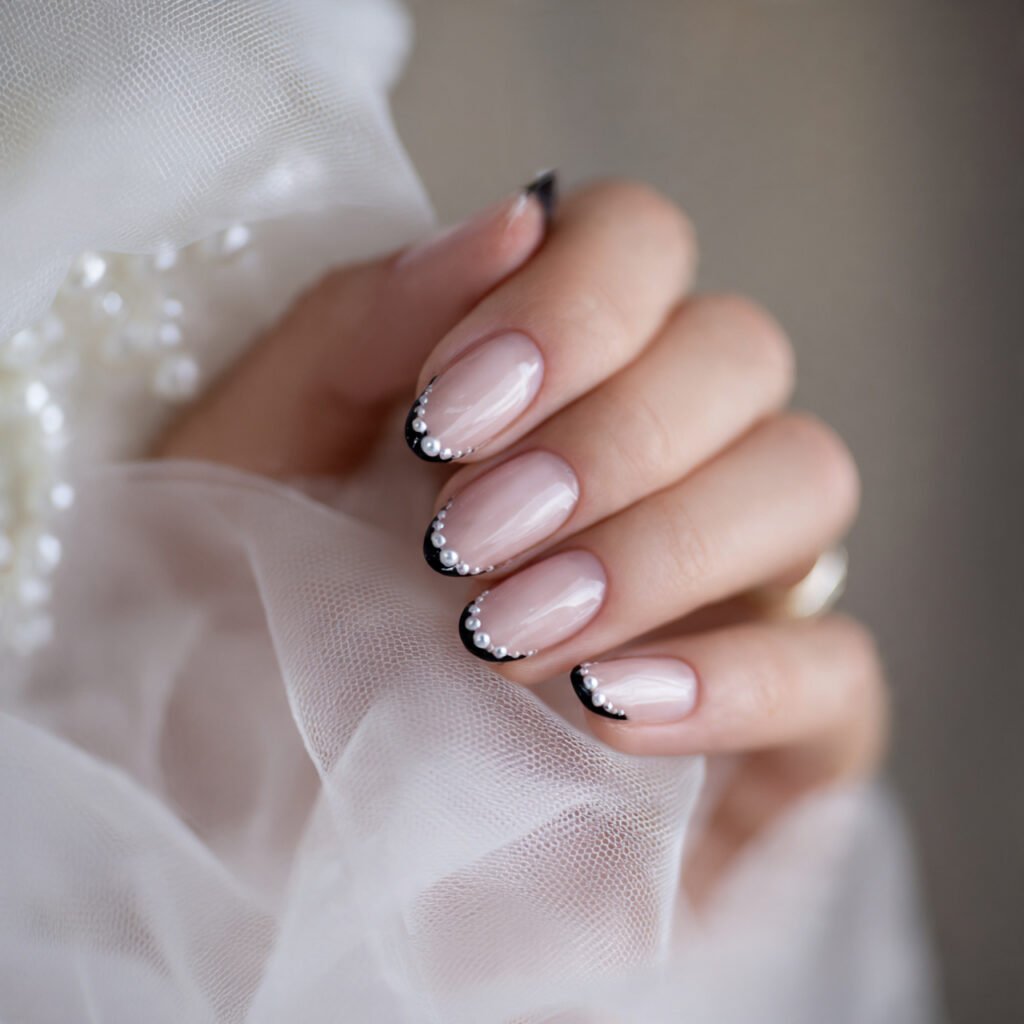 Black French Tip Wedding Nail Ideas