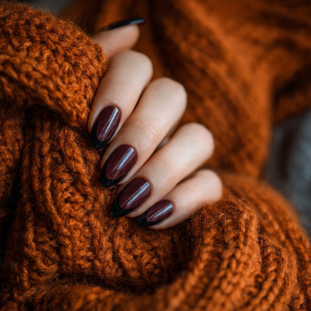 Black French Tip Winter Nail Ideas