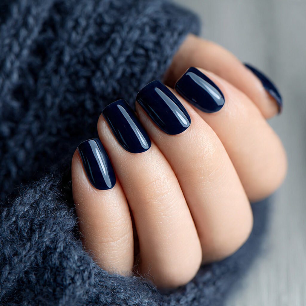 Chic Navy Blue Short Nail Ideas