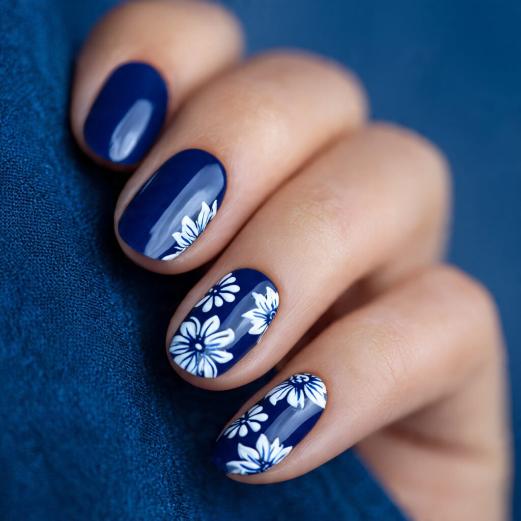 Fresh Navy Blue Summer Nail Ideas