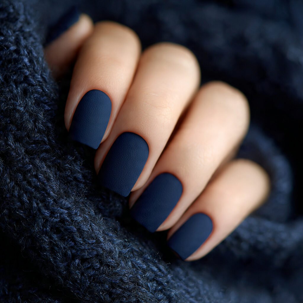 Understated Navy Blue Matte Nail Ideas