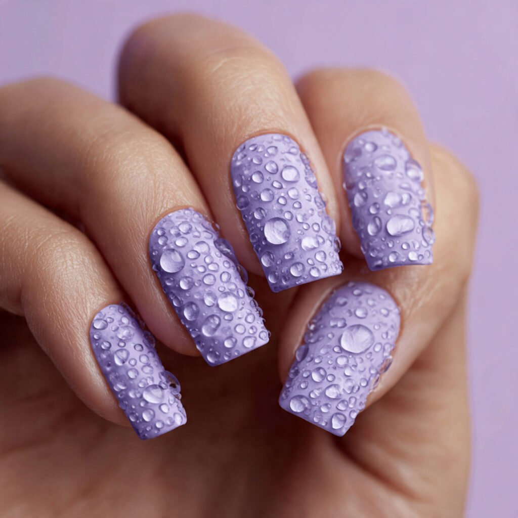 close up square image of chic nails adorned with r