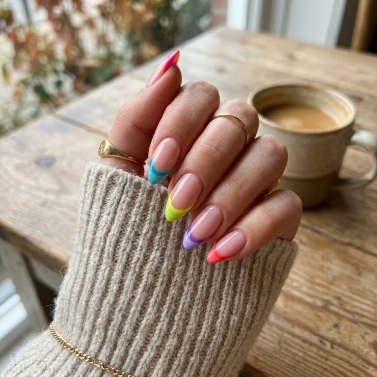 colorful french tip nails