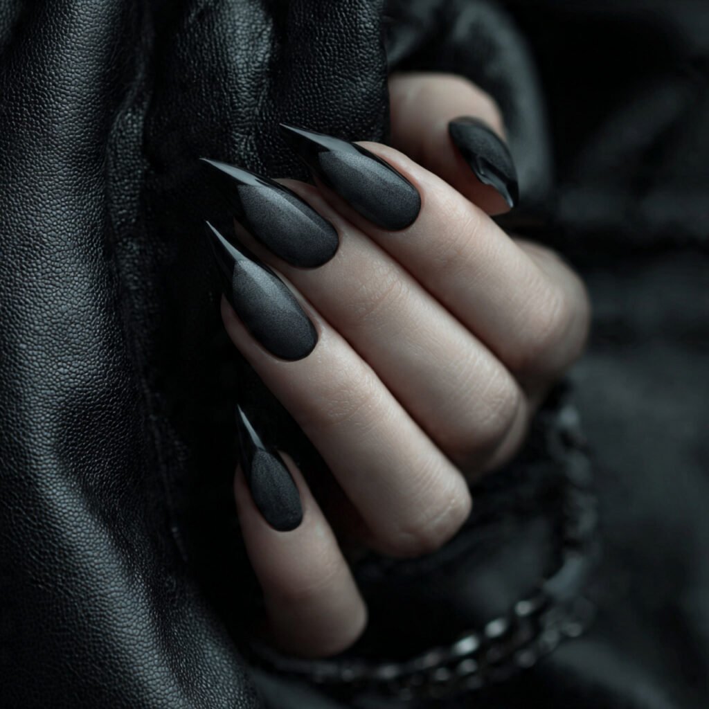 Edgy Black French Tip Nail Ideas