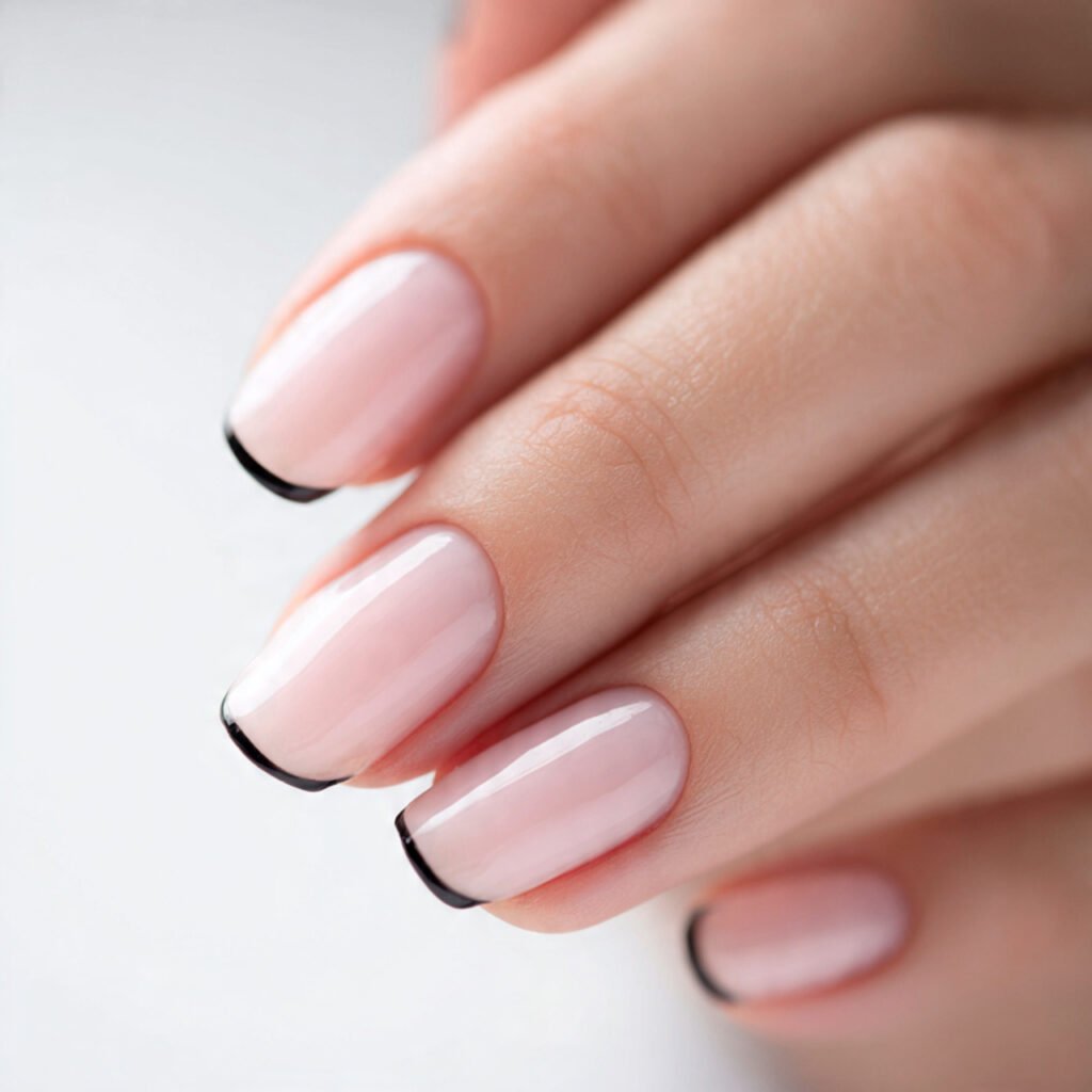 Thin Line Black French Tip Nail Ideas