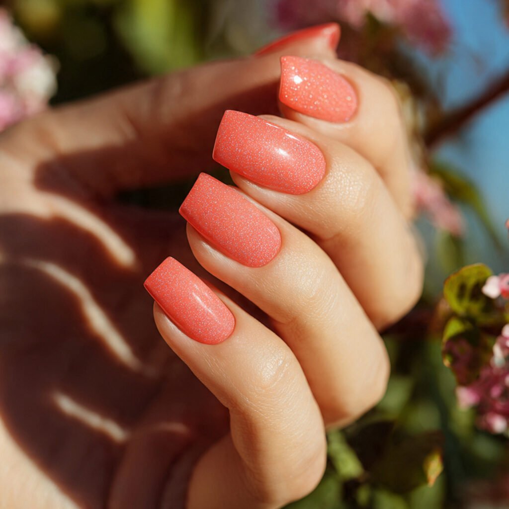 detailed 11 close up of manicured nails painted in