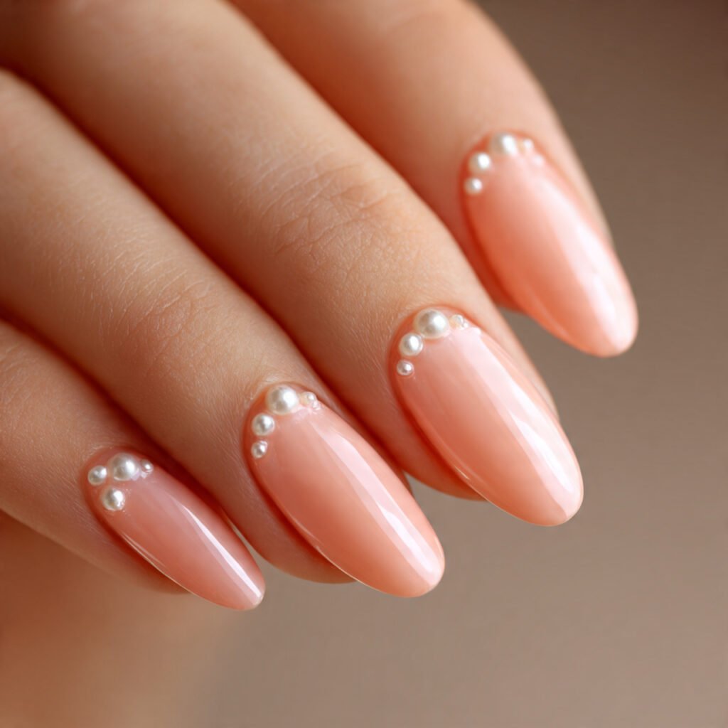elegant 11 macro shot of soft peach nails embellis 2